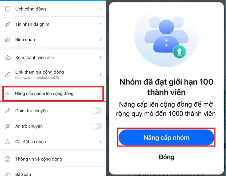cách nâng cấp nhóm lên cộng đồng zalo